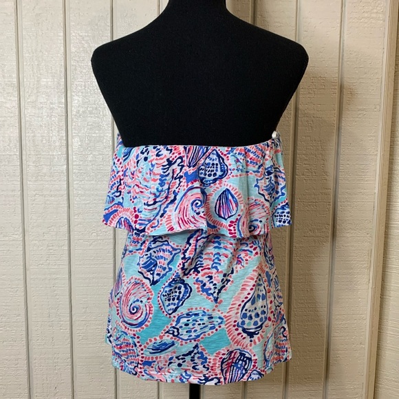 Lilly Pulitzer Shell Me About It Flutter Tube Top, size small. - Picture 2 of 5